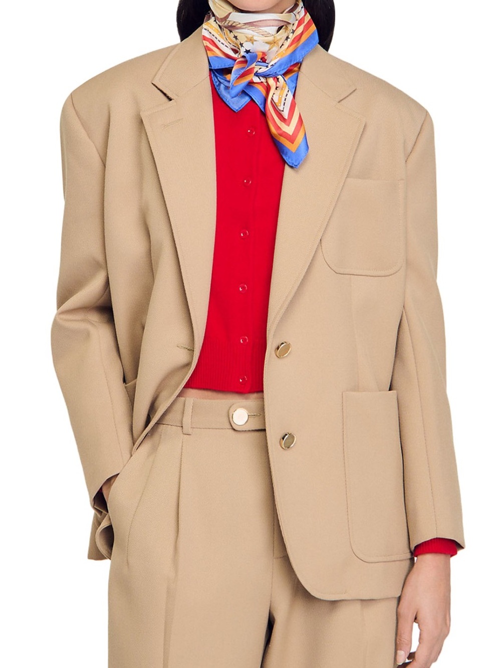 NWT Sandro Monna Beige Tan Oversized Blazer 36 fits size 4-8.